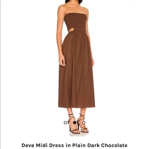 Deva Midi Dress in Plain Dark Chocolate